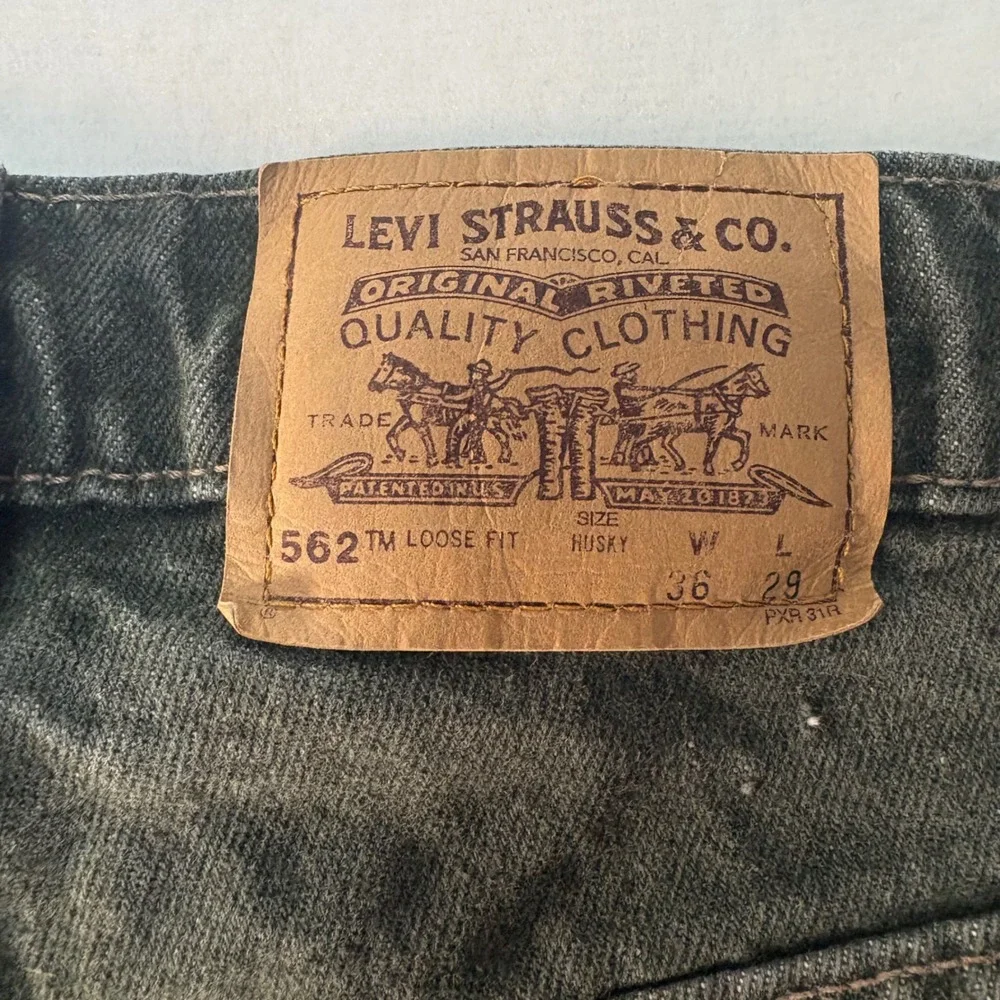 Vintage Levis 562 Loose Fit Husky Orange Tab Green‎ Grey Jeans Made in USA 36x29